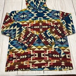 Alpaca Colorful Geometric Pattern Hoodie Large